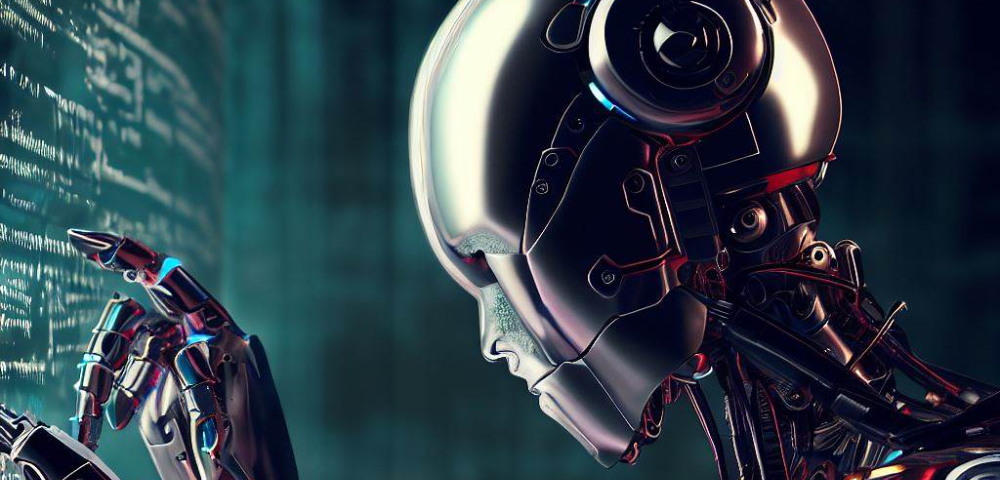 Grafik zur Künstlichen Intelligenz mit technischen Symbolen